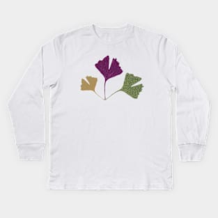 Ginkgo biloba branch Kids Long Sleeve T-Shirt